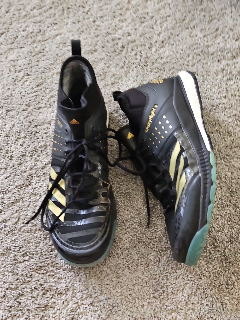 adidas  Black & Gold High-Top Athletic Shoes 15